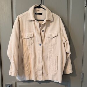 Zara cream corduroy shirt jacket oversized size XS